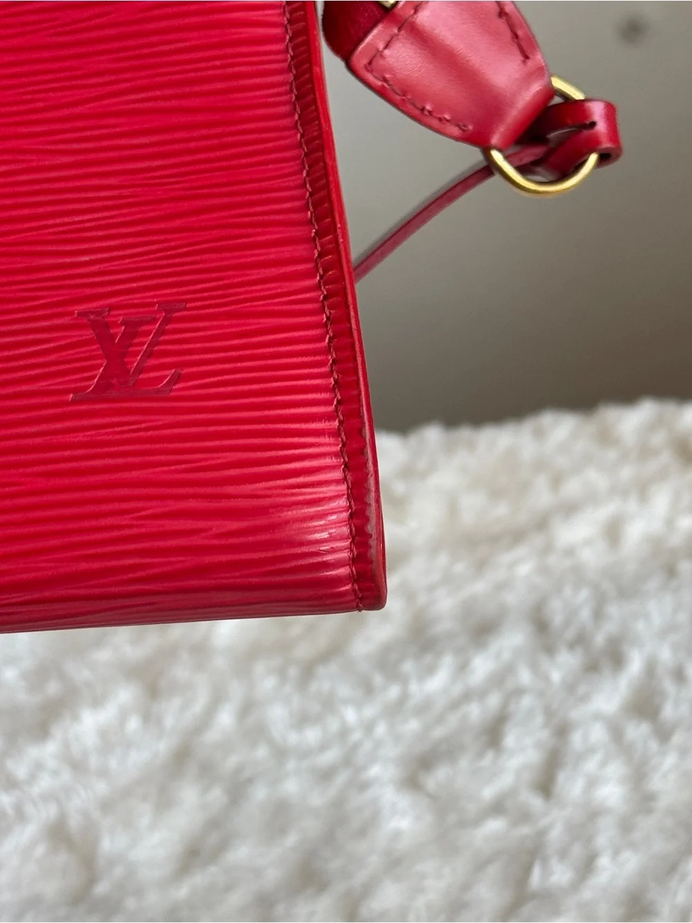 Louis Vuitton Red Epi Leather Mini Pochette with Top Handle
